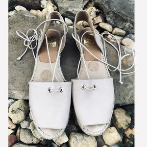 Anthropologie x Kanna Suede Lace Up Espadrilles Shoes in Beige